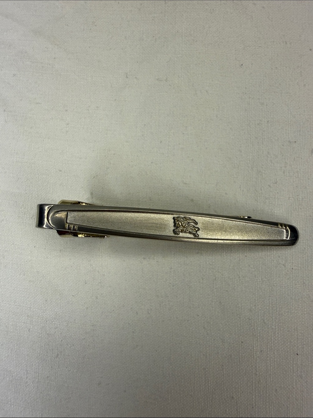 Vintage Burberrys Knight Logo Tie Bar Silver Tone 2.25” - Picture 4 of 6